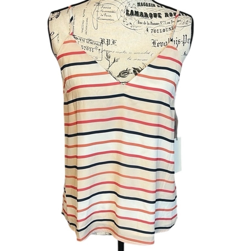 Nine Britton Striped Sleeveless Camisole Tank Top Cream & Pink Multi Size XS